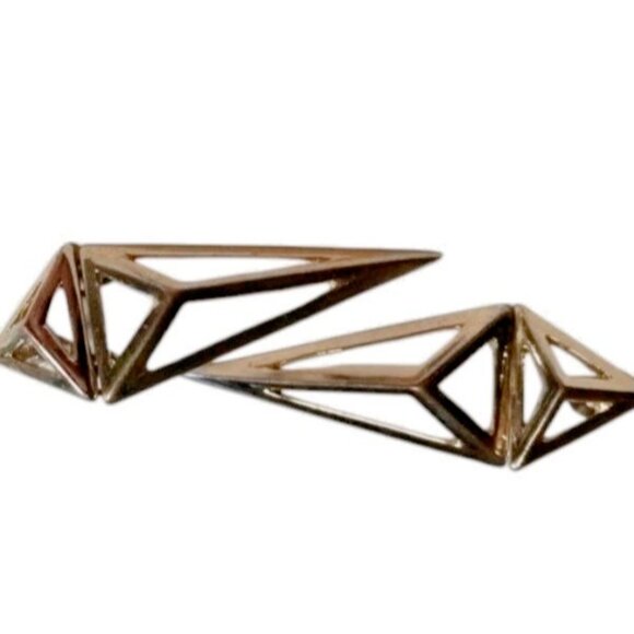 Vintage GEOMETRIC Swing Dangle Kite Earrings Gold Tone Stud Triangular Rhombus - Picture 4 of 8